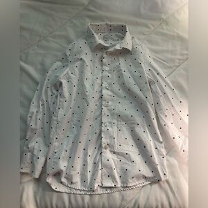 Wonder Nation White Shirt with Black Dots button down shirt with collar size 8